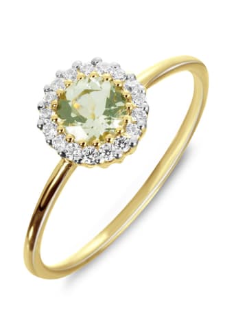 Les Petites Précieuses Pozłacany pierścionek z cyrkoniami i ametystem