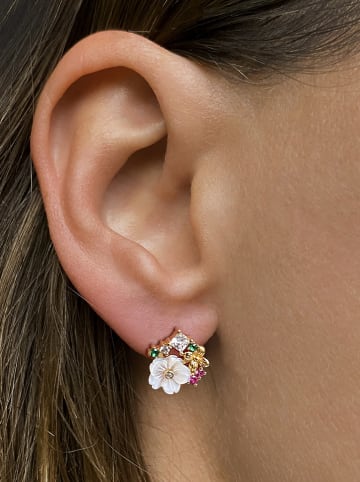 Les Petites Précieuses Vergulde oorstekers met edelstenen en parelmoer