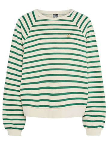 Pieces Sweatshirt "Greta" in Grün/ Creme