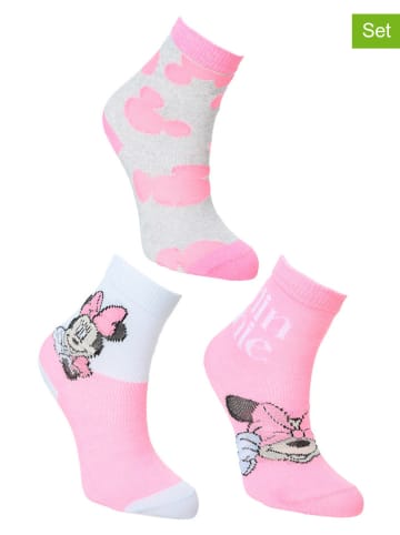 Disney Minnie Mouse Skarpety (3 pary) "Minnie" w kolorze jasnoróżowym