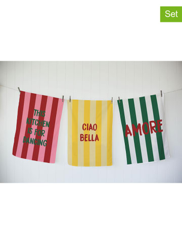 Madre Selva 3er-Set: Geschirrtücher "Dancing kitchen" in Bunt - (L)70 x (B)50 cm