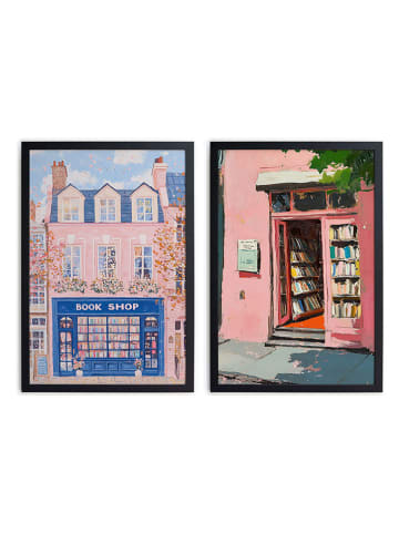 Madre Selva 2er-Set: Gerahmte Kunstdrucke "Books" - (B)30 x (H)40 cm
