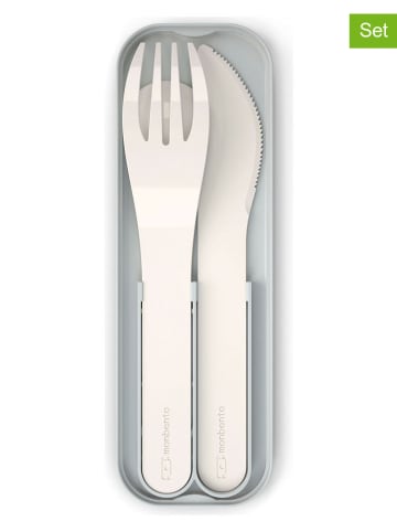 Monbento 4tlg. Set: Besteck in Creme/ Hellgrau
