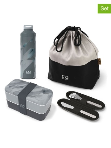Monbento 7-delige lunchset "Graphic" grijs/zwart