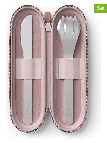 Monbento 4tlg. Set: Besteck in Rosa/ Silber
