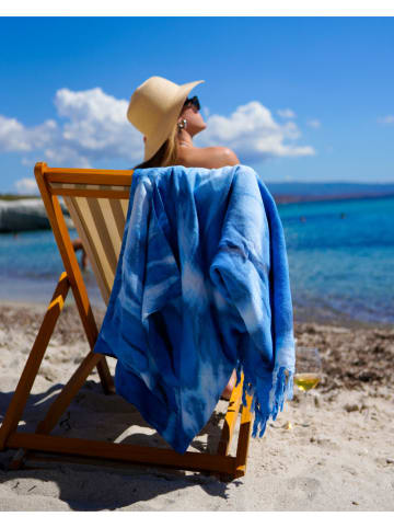 Towel to Go Strandtuch "Towel To Go - Tie Dye" in Blau/ Weiß - (L)200 x (B)200 cm