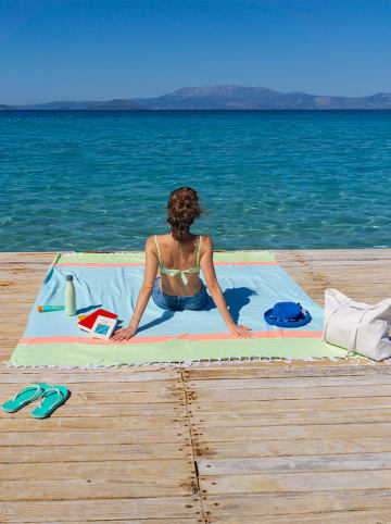 Towel to Go Strandtuch "Neon XXL" in Grün/ Orange - (L)200 x (B)200 cm