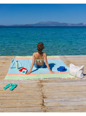 Towel to Go Strandtuch "Towel to Go - Neon" in Hellblau/ Grün - (L)200 x (B)200 cm