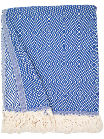 Towel to Go Strandtuch "Atom XXL" in Blau/ Weiß - (L)250 x (B)200 cm