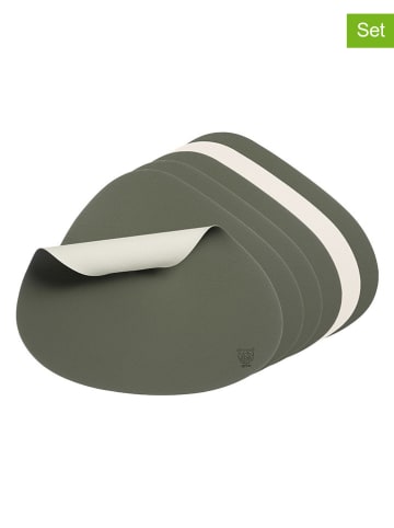 Björn 6-delige set: placemats groen/crème - (L)44 x (B)37 cm