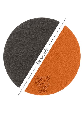 Björn 6er-Set: Wende-Untersetzer in Braun/ Orange - Ø 10 cm