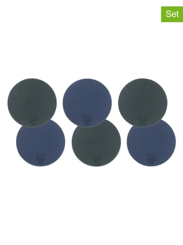 Björn 6-delige set: omkeerbare onderzetters donkerblauw/antraciet - Ø 10 cm