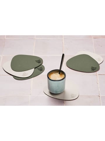 Björn 6er-Set: Wende-Untersetzer in Creme/ Grün - (L)13 x (B)11 cm