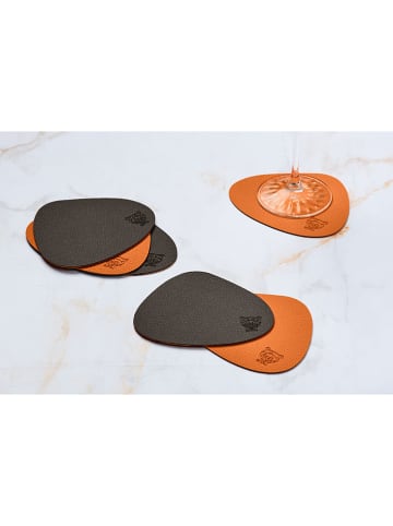 Björn 6er-Set: Wende-Untersetzer in Braun/ Orange - (L)13 x (B)11 cm