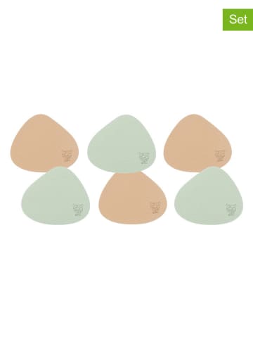 Björn Dwustronne podstawki (6 szt.) w kolorze jasnoróżowo-jasnozielonym - 13 x 11cm