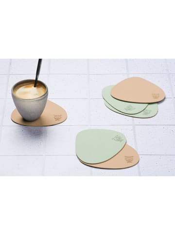 Björn 6er-Set: Wende-Untersetzer in Rosa/ Hellgrün - (L)13 x (B)11 cm