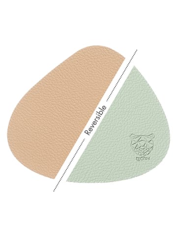 Björn 6er-Set: Wende-Untersetzer in Rosa/ Hellgrün - (L)13 x (B)11 cm
