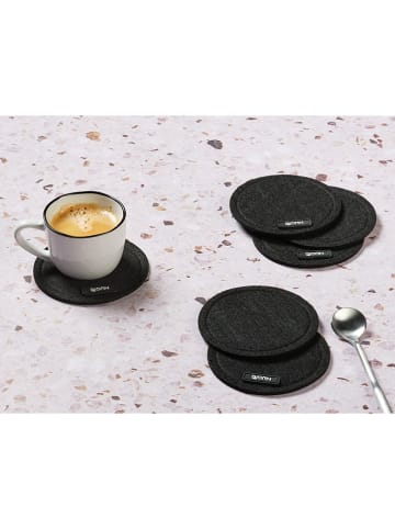 Björn 6-delige set: onderzetters zwart - Ø 10 cm