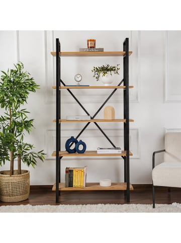 Scandinavia Concept Boekenkast "Elysian" zwart/lichtbruin - (B)90 x (H)180 x (D)33,5 cm