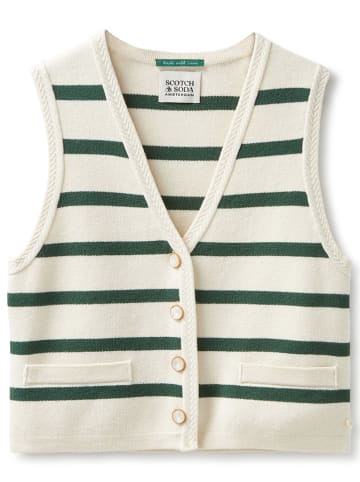 Scotch & Soda Strickweste in Creme/ Grün