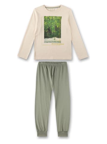 Sanetta Pyjama in Beige/ Grün
