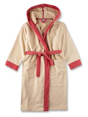 Sanetta Bademantel in Beige/ Rot