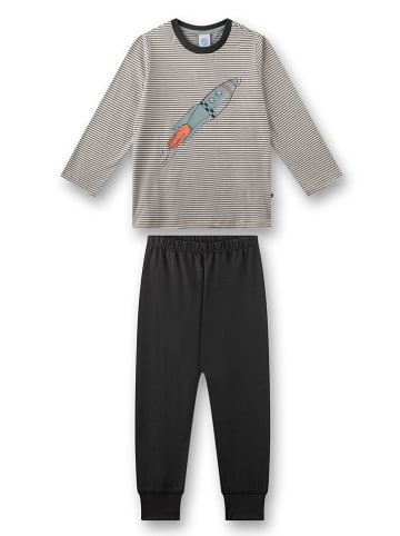 Sanetta Pyjama in Grau/ Schwarz