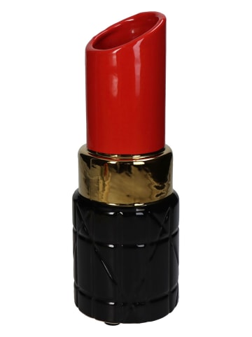 Kersten Vaas "Lipstick" zwart/rood - (H)27 x Ø 10 cm