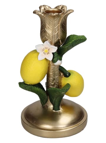 Kersten Kaarshouder "Lemon" geel/groen/goudkleurig - (H)18 x Ø 10 cm