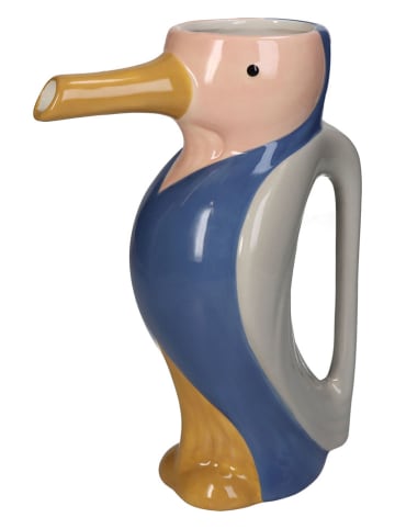 Kersten Vaas "Bird" blauw/lichtroze/grijs - (B)18 x (H)25 x (D)9 cm