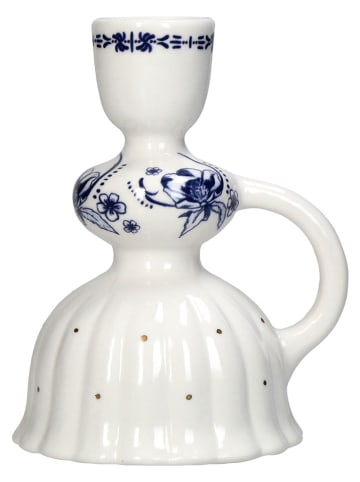 Kersten Kaarsenhouder "Cup" wit/donkerblauw - (B)10 x (H)12 x (D)8 cm