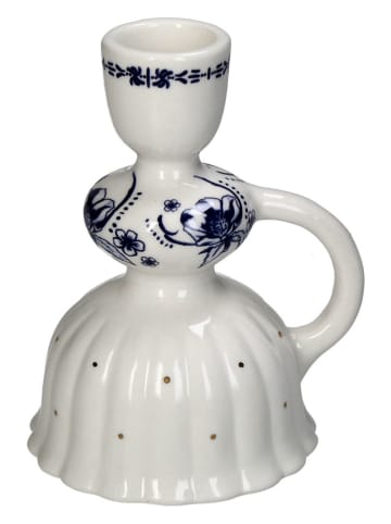 Kersten Kaarsenhouder "Cup" wit/donkerblauw - (B)10 x (H)12 x (D)8 cm