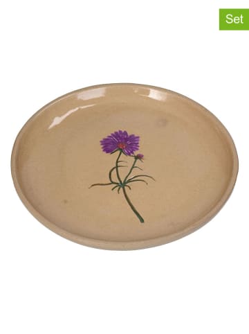 Kersten 2er-Set: Frühstücksteller "Flower" in Beige - Ø 20 cm