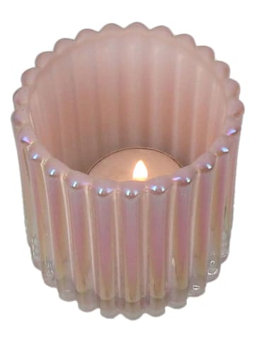 Kersten 2-delige set: windlichten lichtroze - (H)7,5 x Ø 7,5 cm