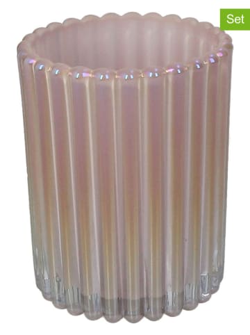 Kersten 2-delige set: windlichten lichtroze - (H)9 x Ø 9 cm