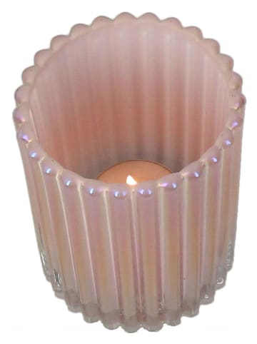 Kersten 2-delige set: windlichten lichtroze - (H)9 x Ø 9 cm