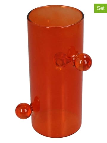 Kersten 2-delige set: vazen oranje - (H)15 x Ø 8,8 cm