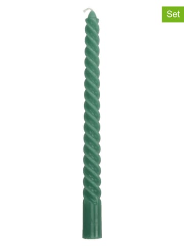 Kersten 2-delige set: staafkaarsen groen - 2x 4 stuks