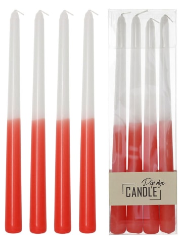 Kersten 2-delige set: staafkaarsen rood - 2x 4 stuks