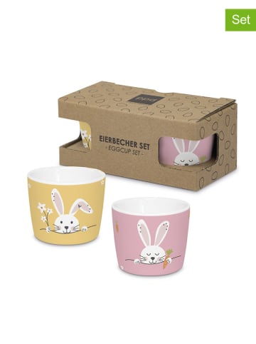 ppd 2er-Set: Eierbecher "Hello & Easter" in Rosa/ Gelb - Ø 5,2 cm