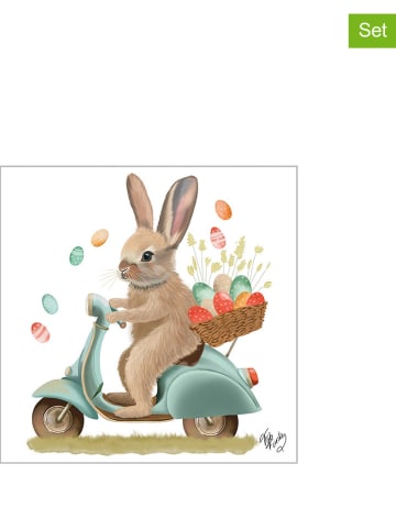 ppd 2er-Set: Servietten "Bunny Dash" in Weiß/ Hellbraun - 2x 20 Stück