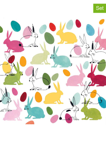 ppd Serwetki (40 szt.) "Rabbits & Eggs" w kolorze białym ze wzorem