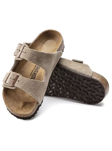Birkenstock Leren slippers "Arizona" taupe