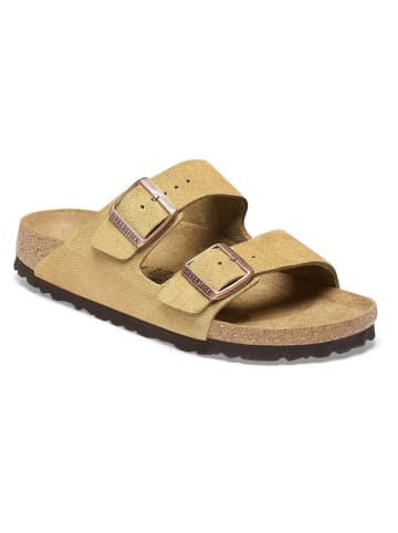 Birkenstock Leder-Pantoletten "Arizona" in Hellbraun