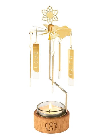moses. Windlicht ''Lotus'' in Hellbraun/ Gold - (L)22 cm