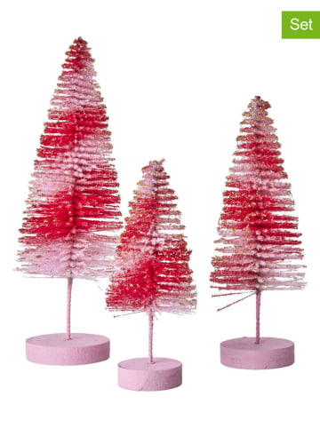 Rice 3-delige set: decoratieve objecten lichtroze/rood
