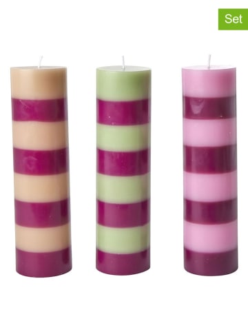 Rice 6-delige set: kaarsen meerkleurig - 2x 3 stuks