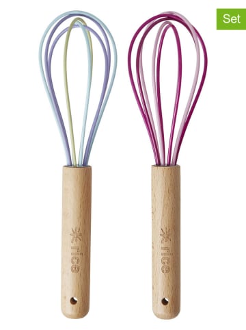 Rice 2-delige set: gardes lichtblauw/paars - (H)20 cm