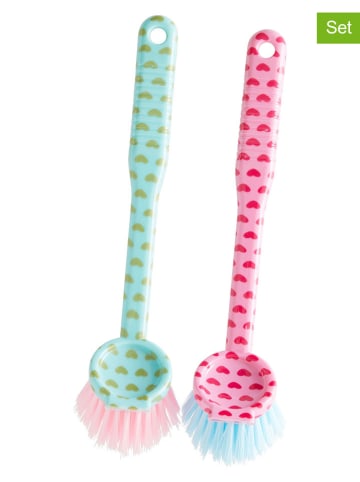 Rice 2er-Set: Spülbürsten in Türkis/ Rosa - (H)24 cm