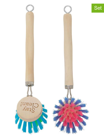 Rice 2er-Set: Spülbürsten in Hellbraun/ Bunt - (H)21 cm